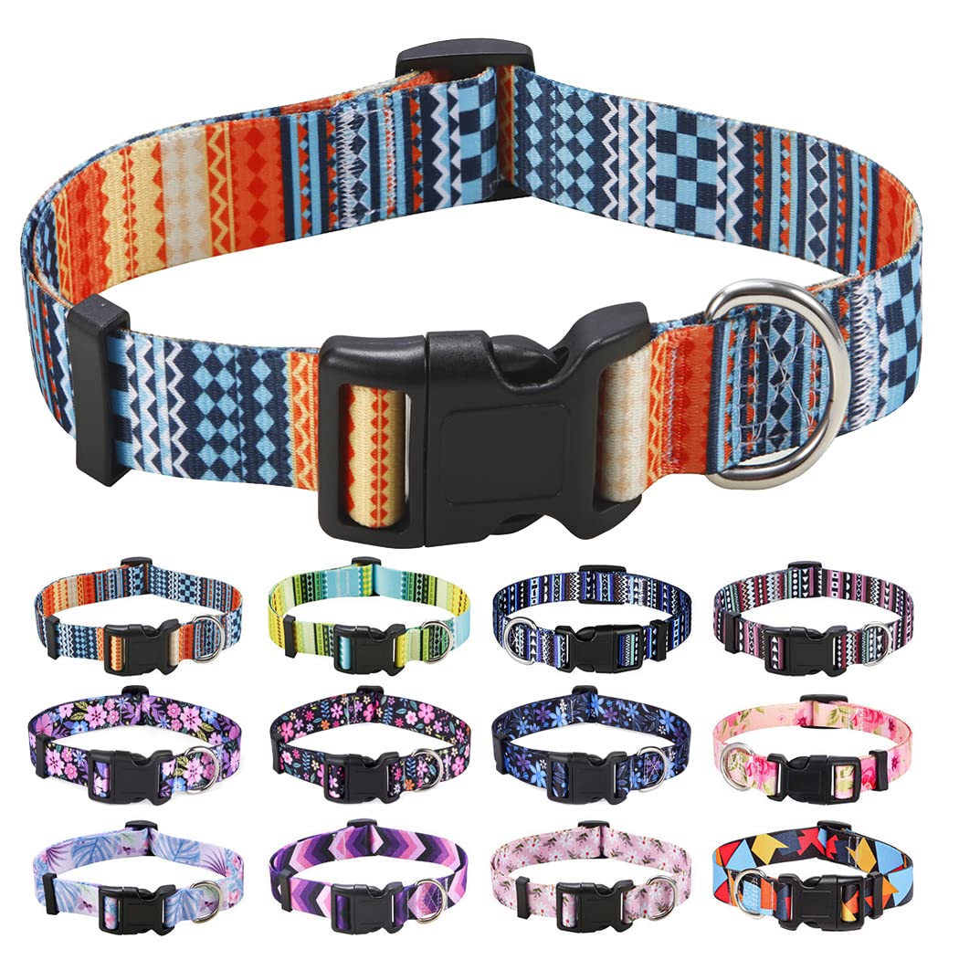Bohemian Floral Adjustable Dog Collar for All Sizes