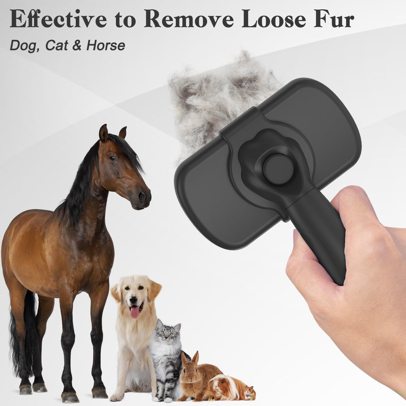 Self-Cleaning Shedding Brush for Dogs, Cats & Horses