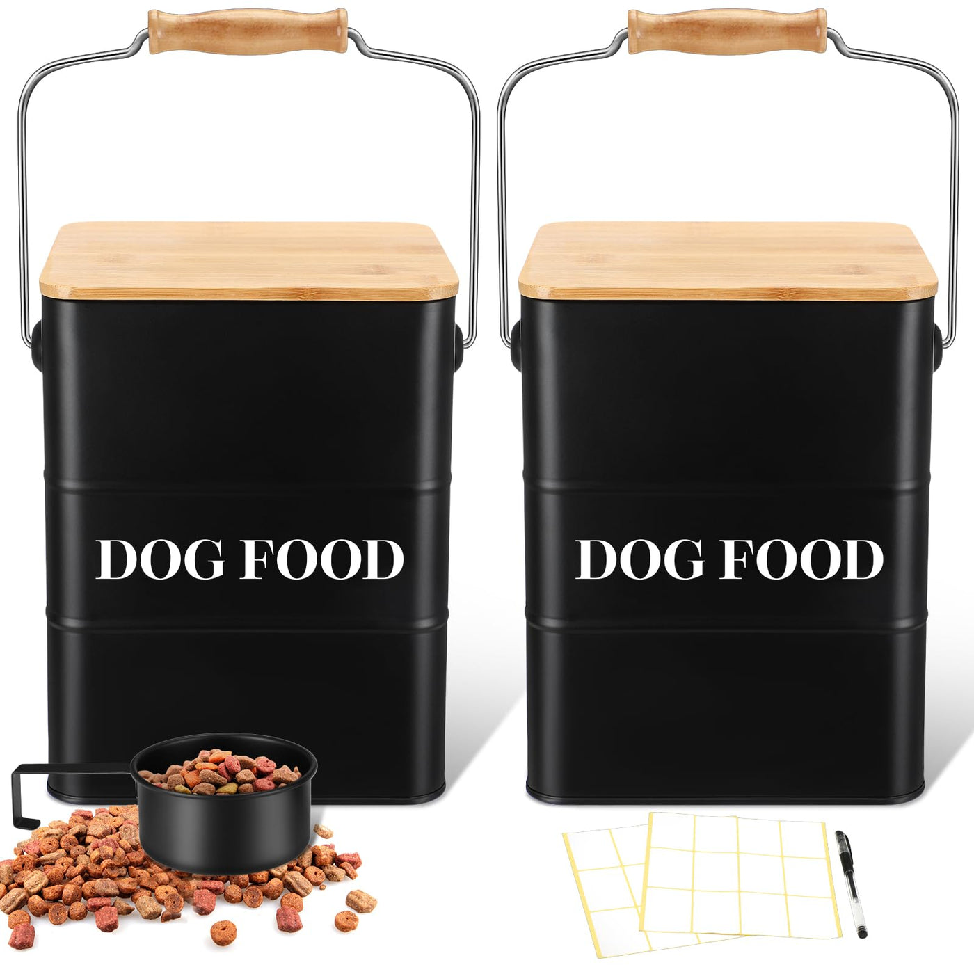 Airtight Metal Dog Food Storage Containers with Scoops