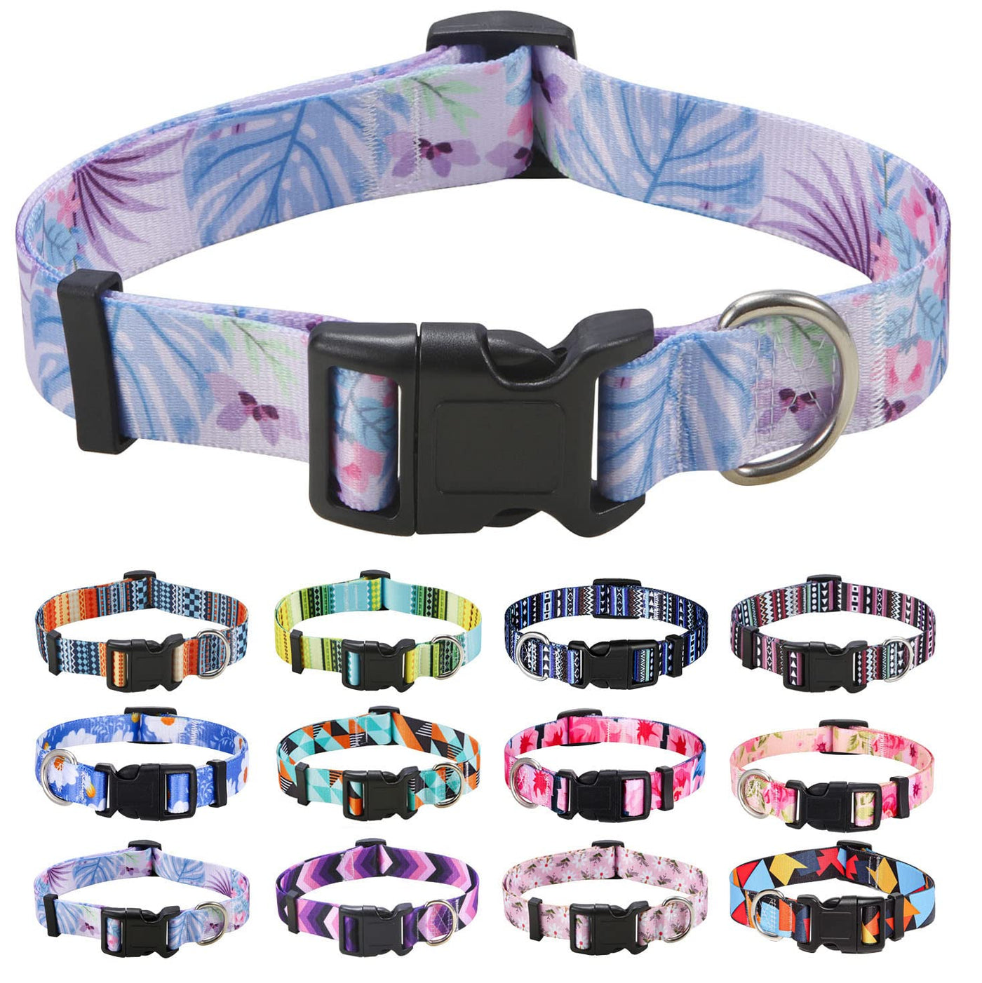 Bohemian Floral Adjustable Dog Collar for All Sizes