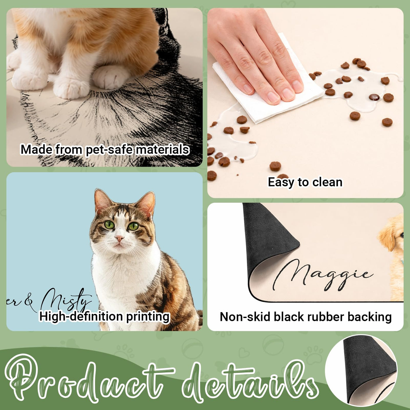 Personalized Quick-Dry Pet Feeding Mat with Photo & Name