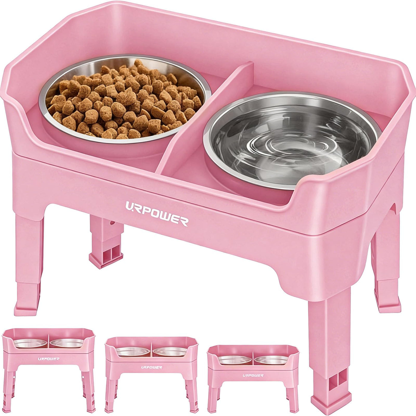 3-in-1 Adjustable Elevated Dog Bowl Stand with Lick Plate