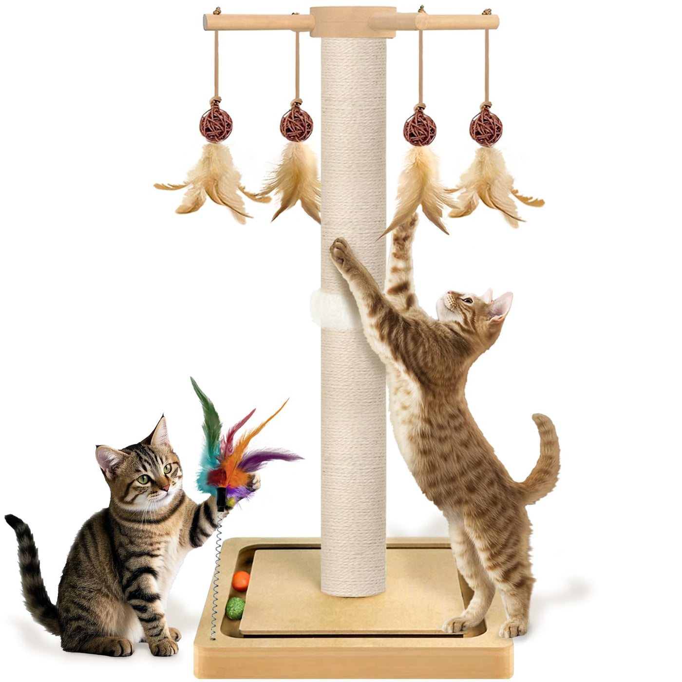 25-Inch Sisal Cat Scratching Post with Ball Track Toy