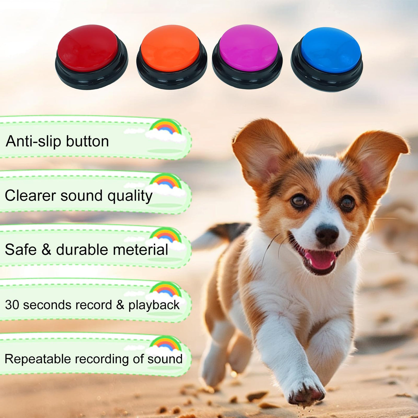 4-Piece Recordable Dog Communication Button Set