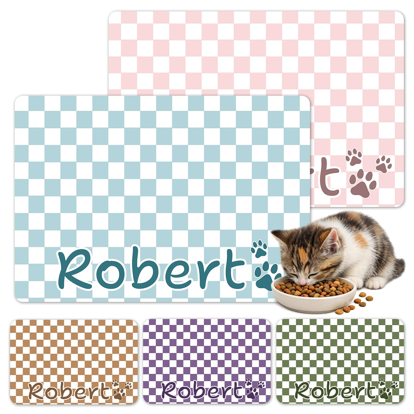 Personalized Quick-Dry Pet Feeding Mat with Photo & Name