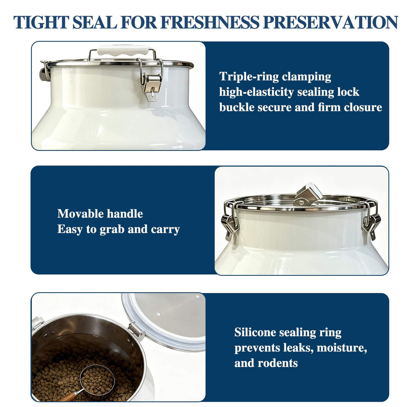 25 lb Stainless Steel Pet Food Storage Bin with Scoop