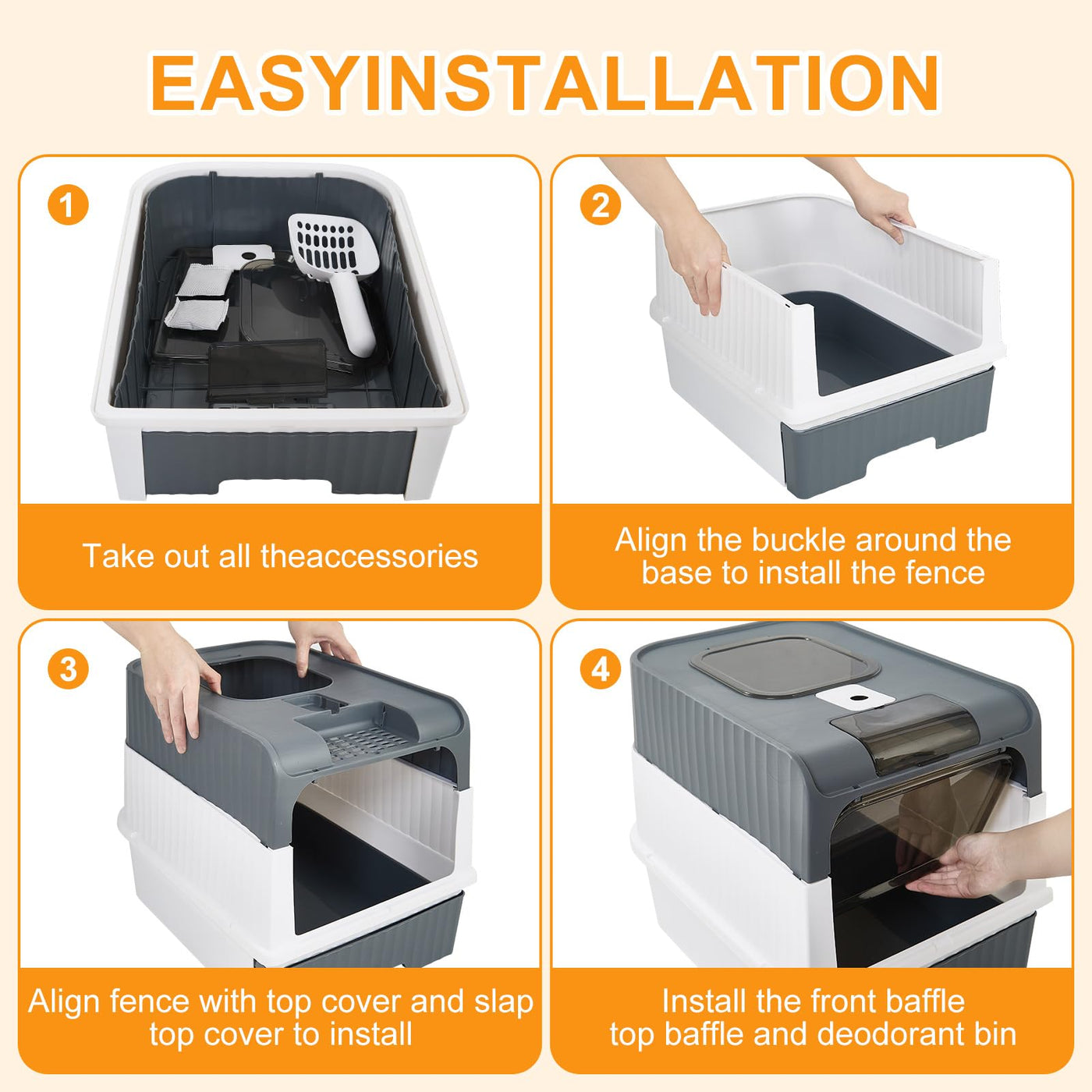 Cat Litter Box Set with Matching Non-Slip Litter Mat