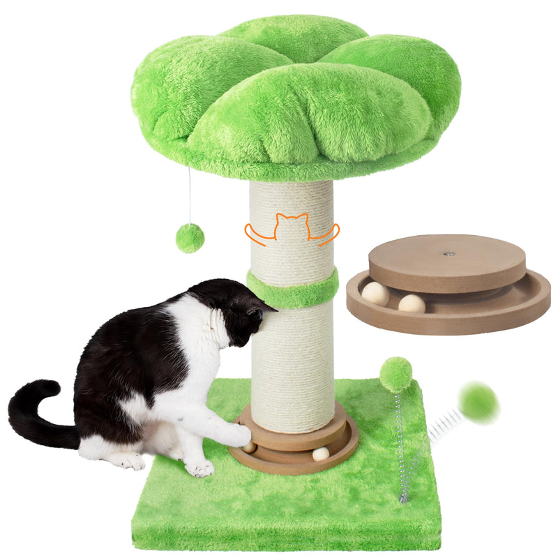 Tall Cat Scratching Post with Toy Ball & Self-Groomer
