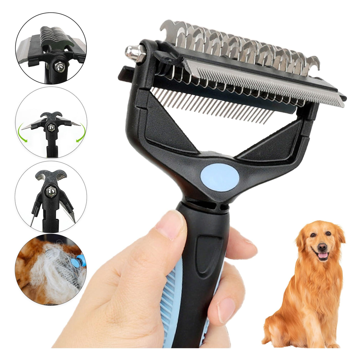 3-in-1 Deshedding Grooming Brush for Dogs & Cats