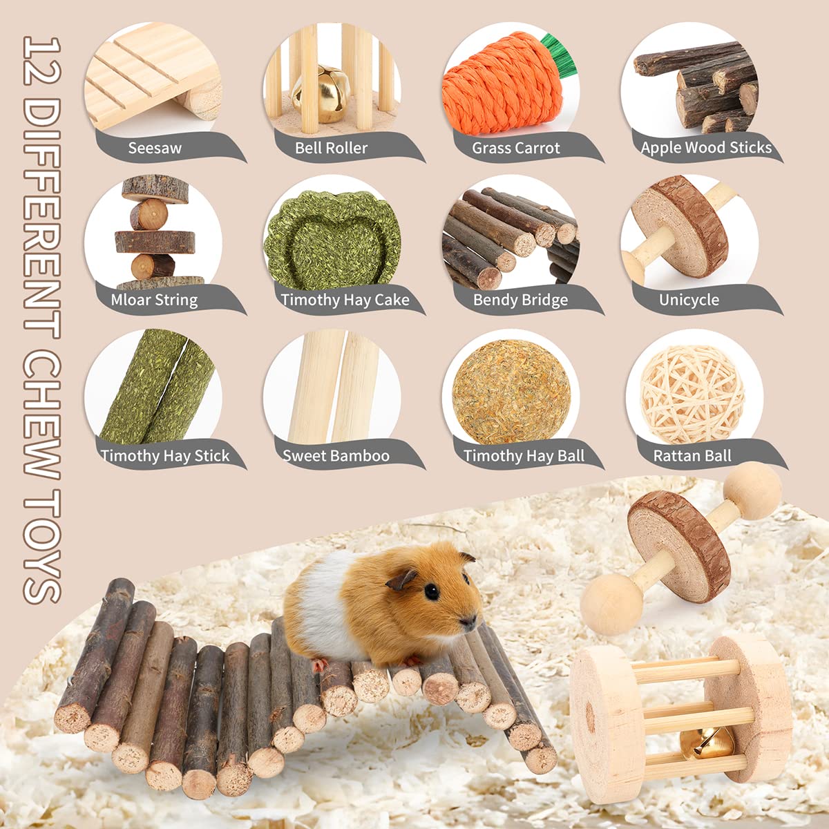 Small Animal Chew Toy Set with Wheel & Hideout