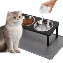 Upgraded Elevated Cat Bowls with Non-Slip Feeding Mat