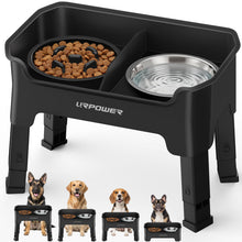 3-in-1 Adjustable Elevated Dog Bowl Stand with Lick Plate