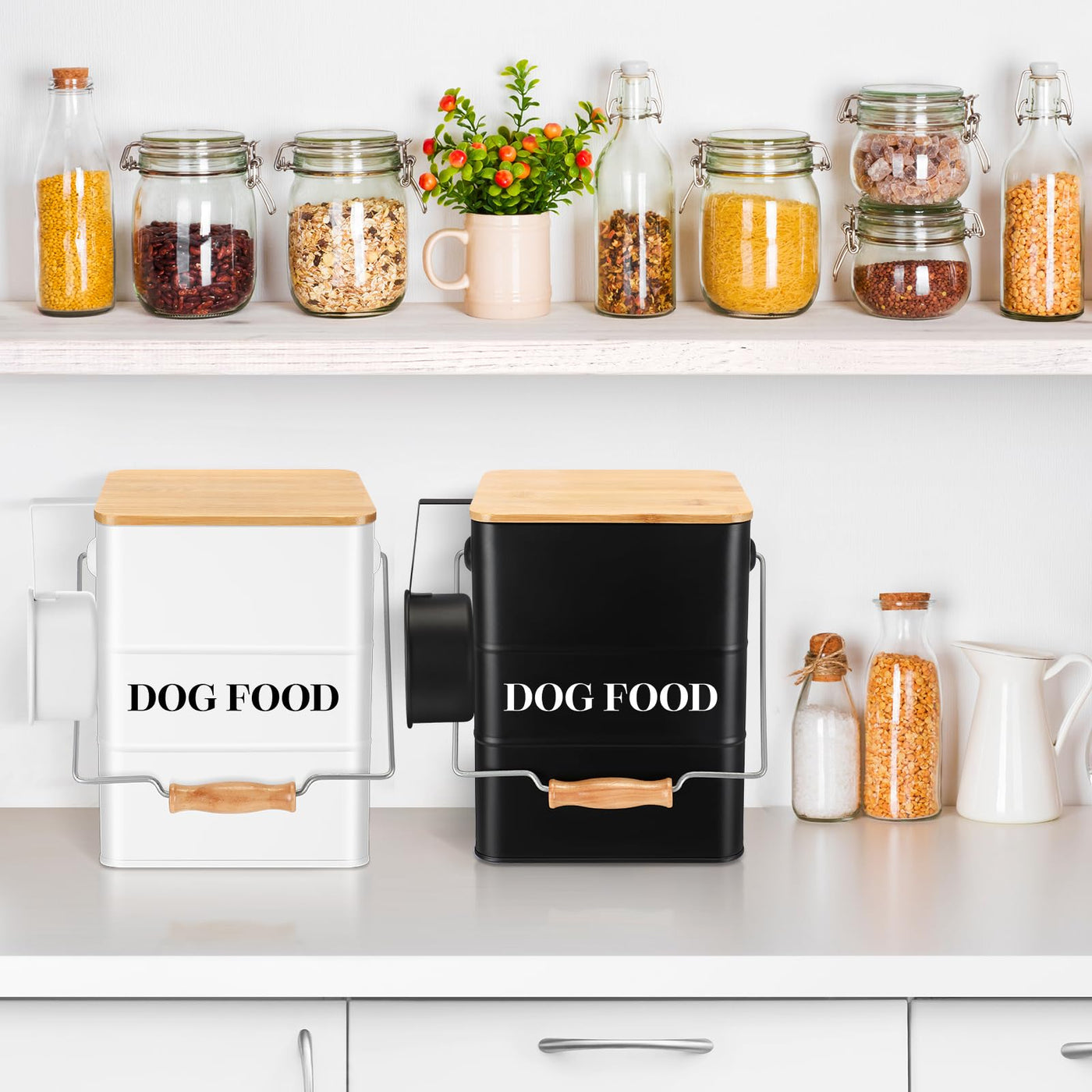 Airtight Metal Dog Food Storage Containers with Scoops