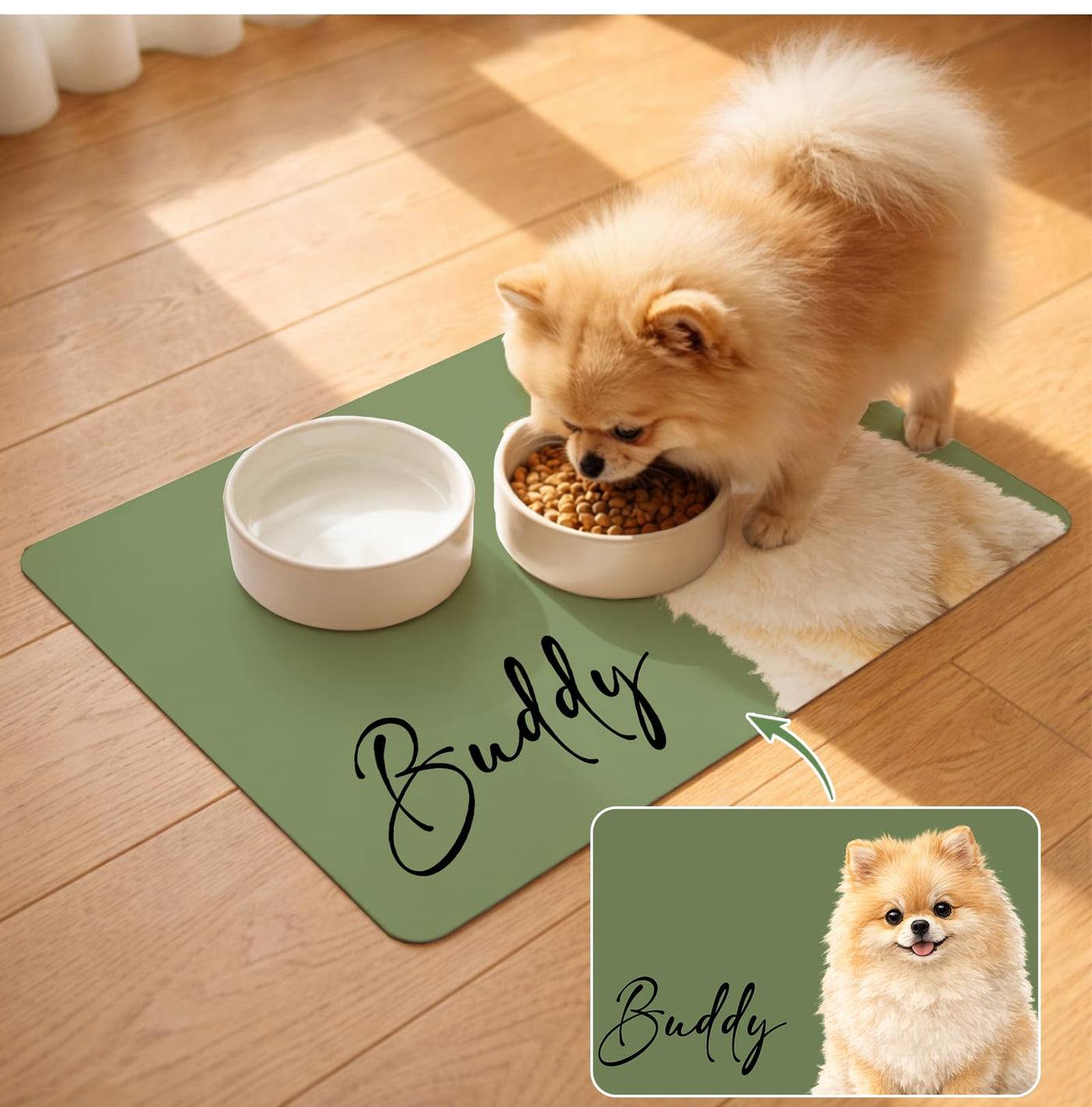 Personalized Quick-Dry Pet Feeding Mat with Photo & Name