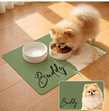 Personalized Quick-Dry Pet Feeding Mat with Photo & Name