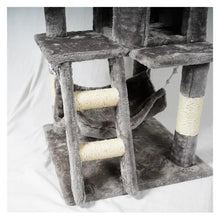 5-Piece Grey Cat Tree Set with Scratcher & Knot Toy