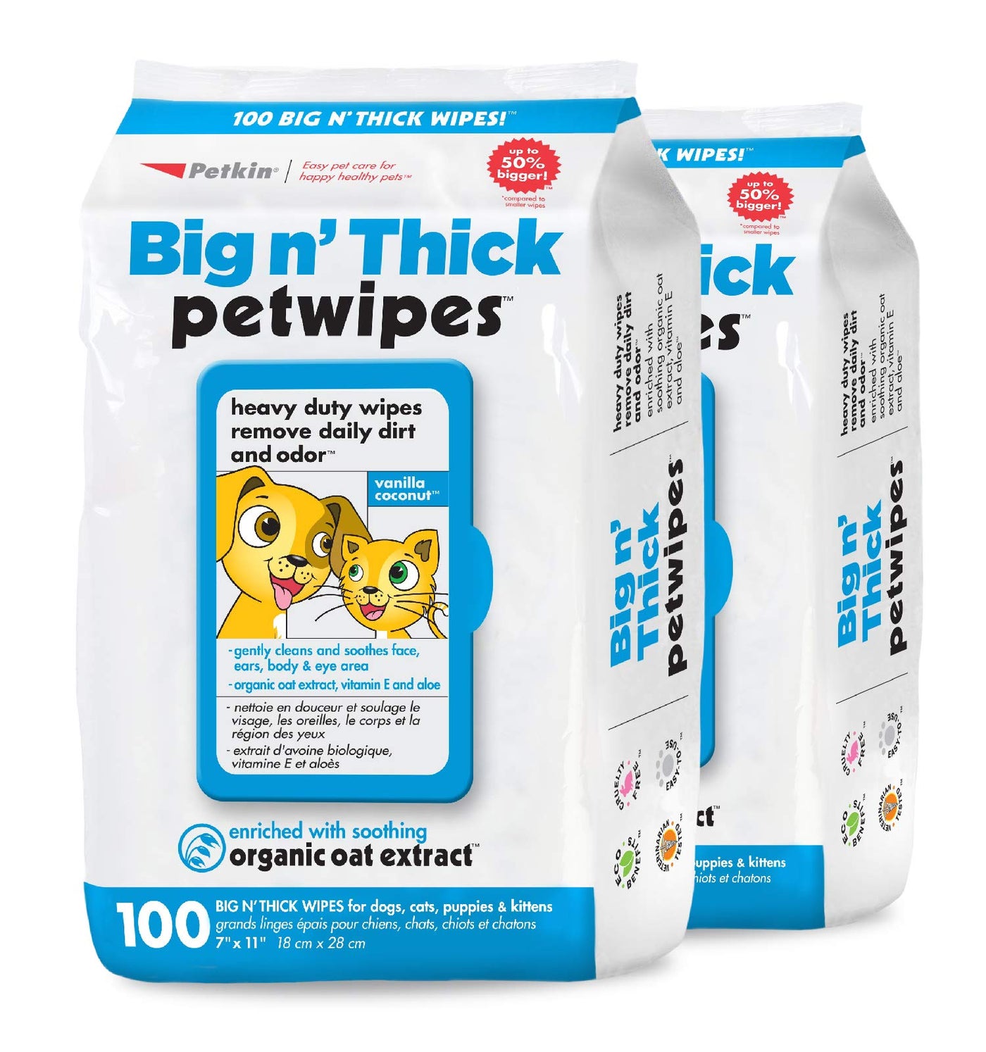 Big N’ Thick Pet Wipes for Dogs & Cats, 100 Count