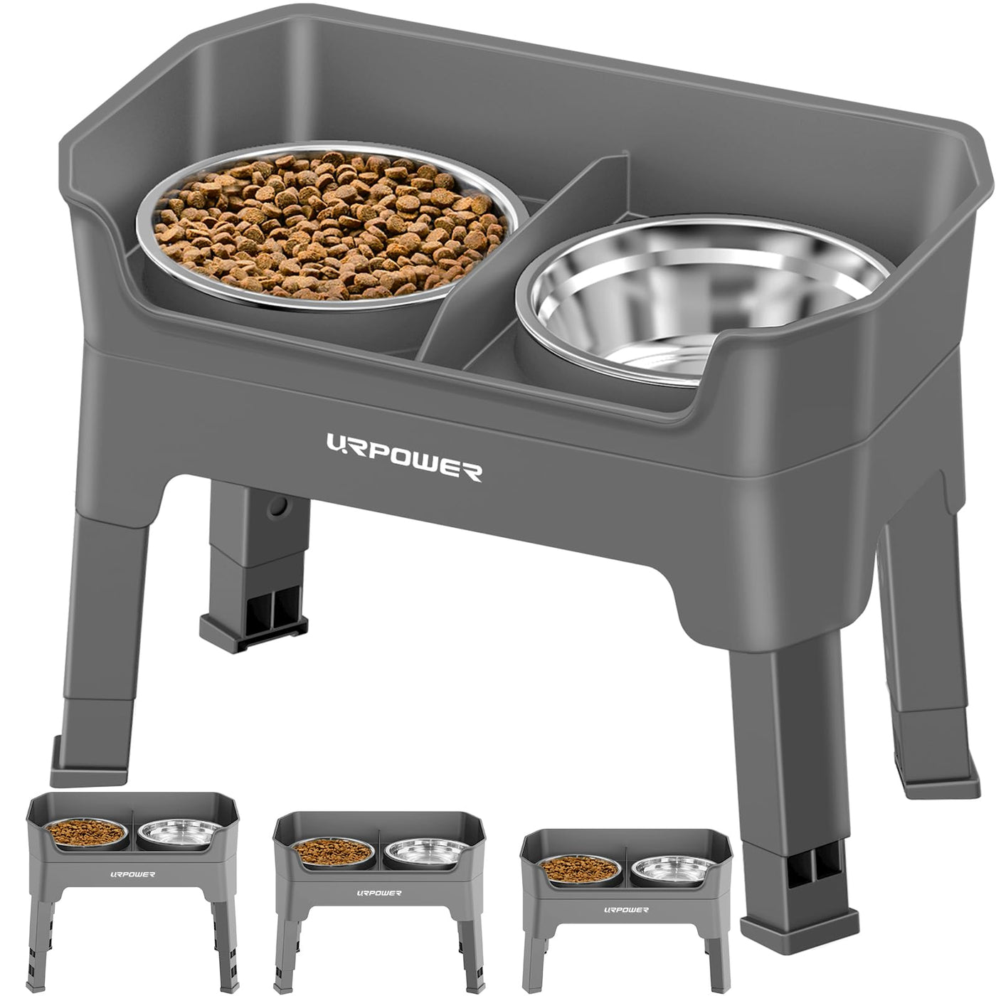 3-in-1 Adjustable Elevated Dog Bowl Stand with Lick Plate
