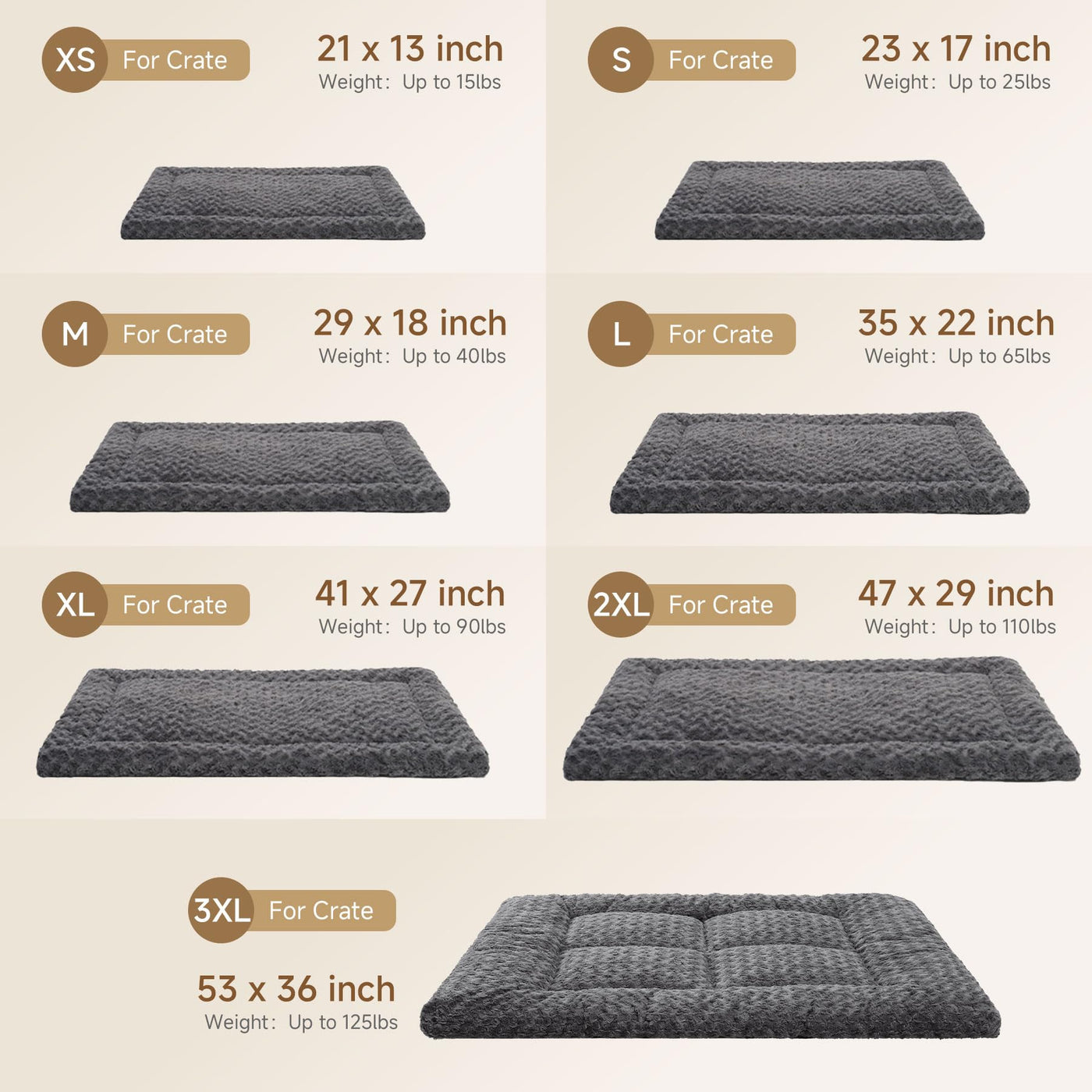 Washable Reversible Dog Crate Bed with Anti-Slip Pad