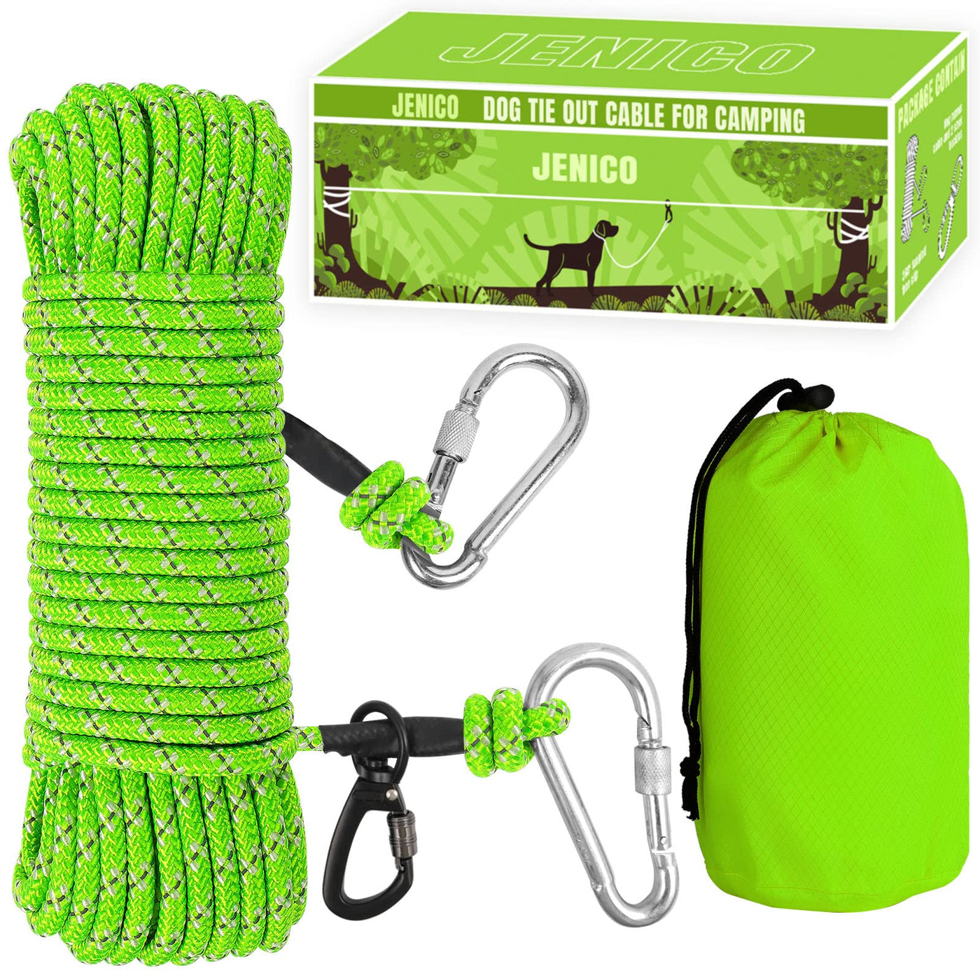Portable Reflective Dog Tie-Out Trolley Cable for Camping