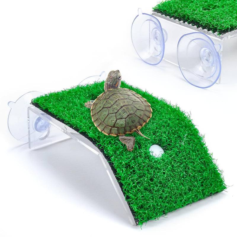 Turtle Basking Platform with Grass Aquarium Ramp