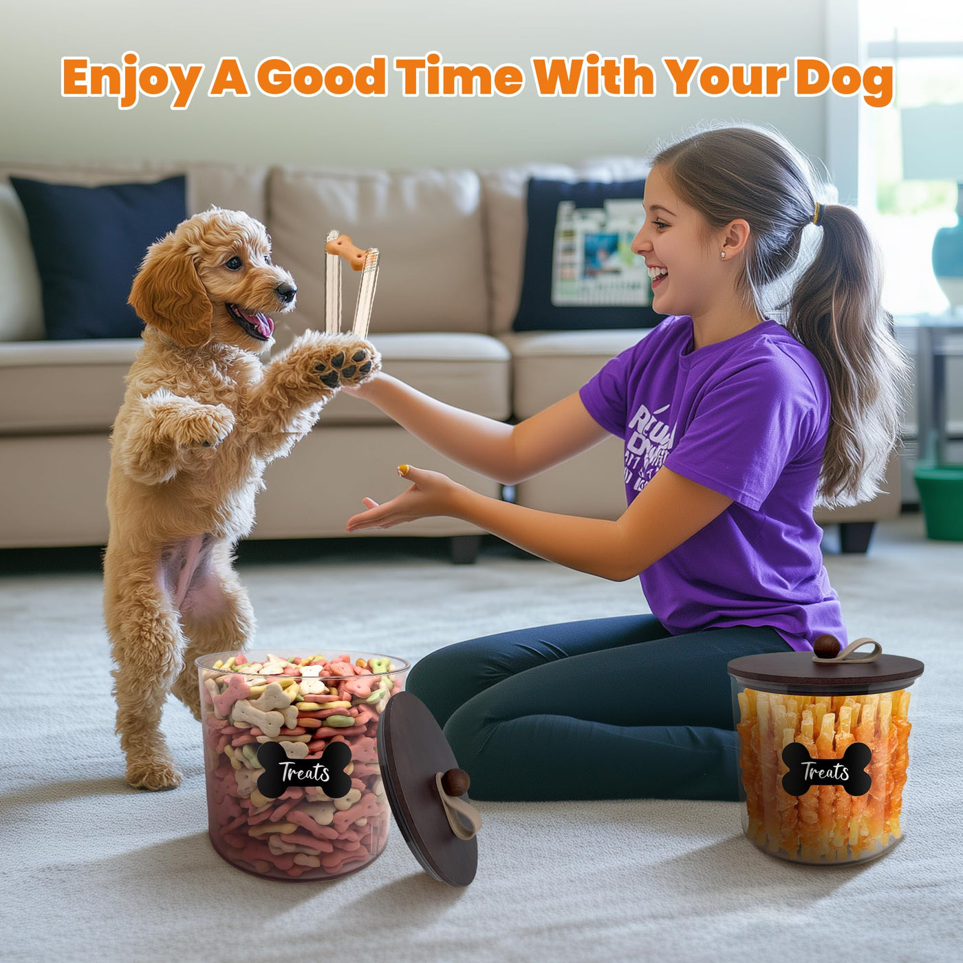 Airtight Dog Food Storage Container with Bamboo Lid