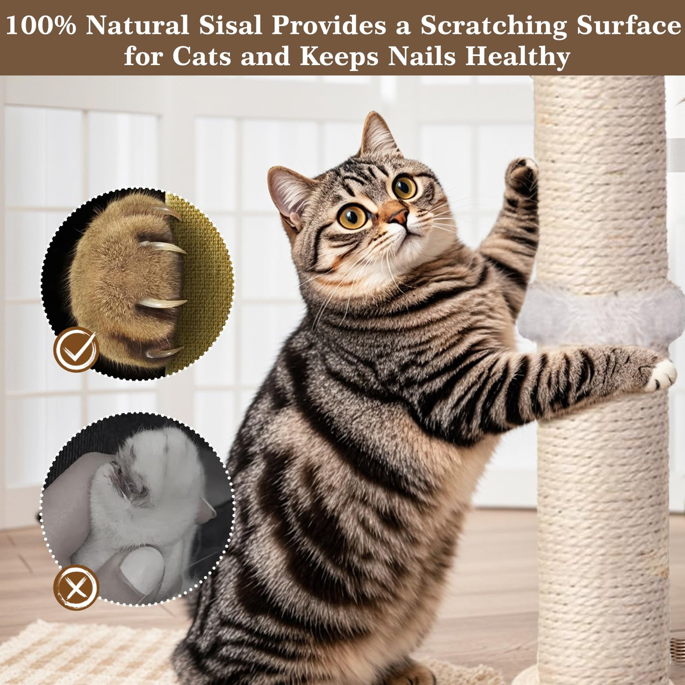 25-Inch Sisal Cat Scratching Post with Ball Track Toy