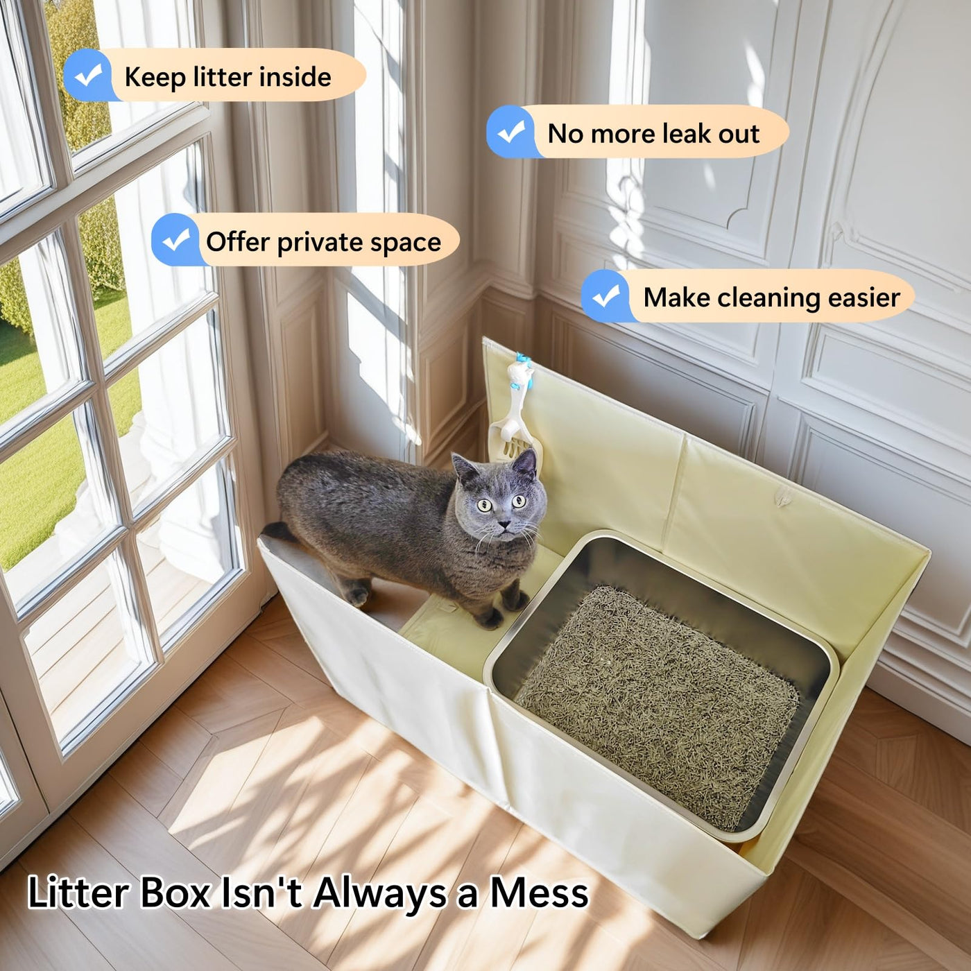 Cat Litter Box Enclosure Cabinet for Indoor Cats