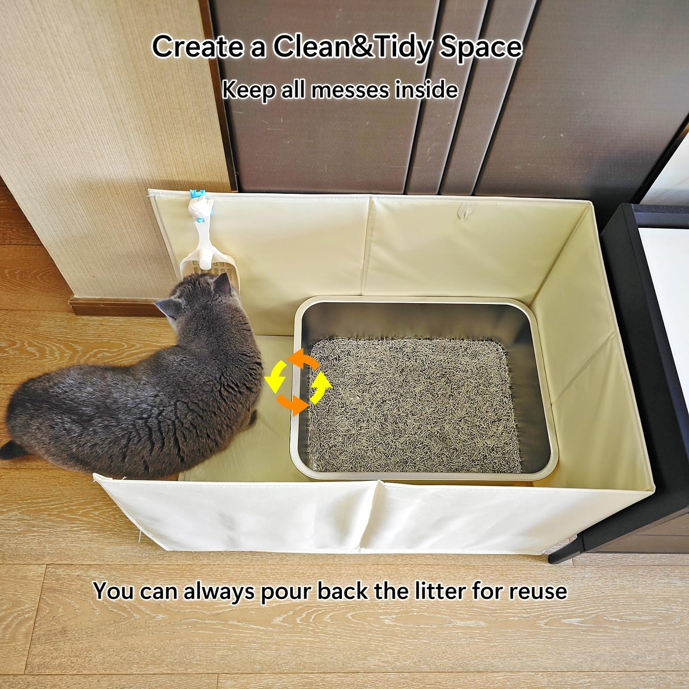 Cat Litter Box Enclosure Cabinet for Indoor Cats