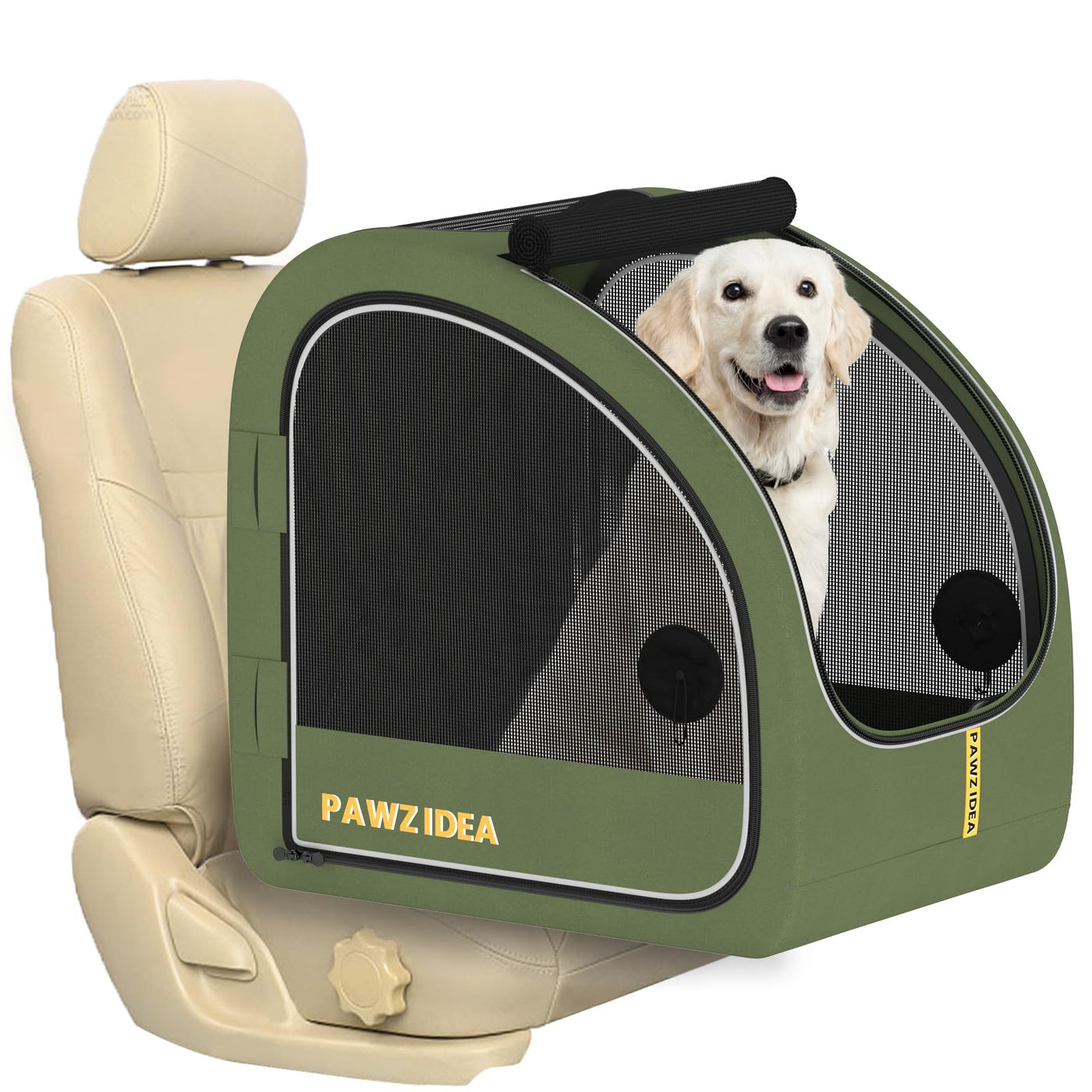 Collapsible Soft-Sided Dog Travel Crate for Cars