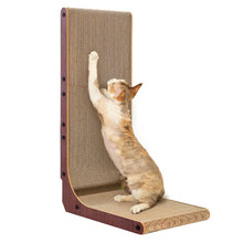 L-Shaped Cardboard Cat Scratcher Pad with Ball Toy