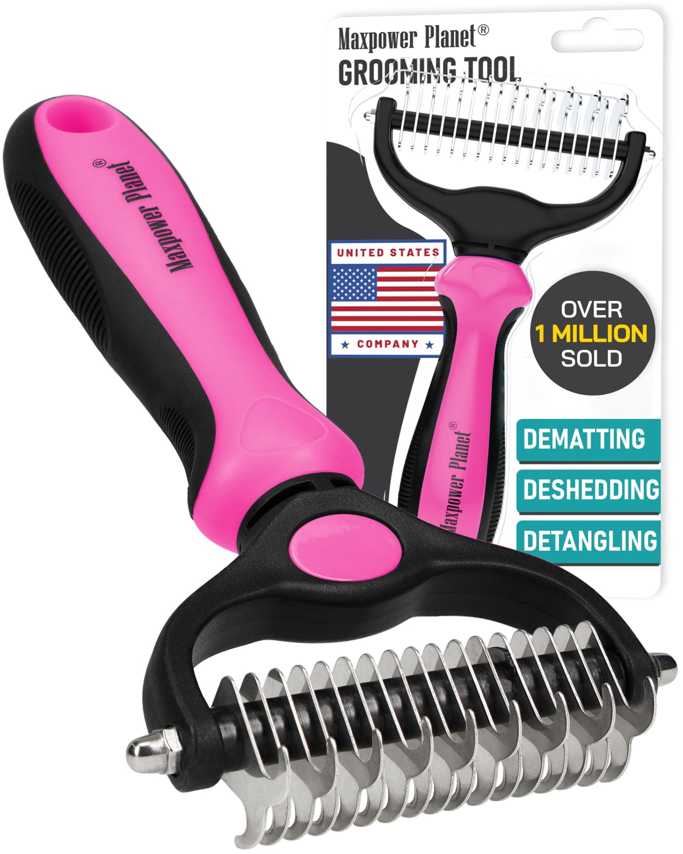 Double-Sided Dematting & Shedding Rake for Dogs & Cats