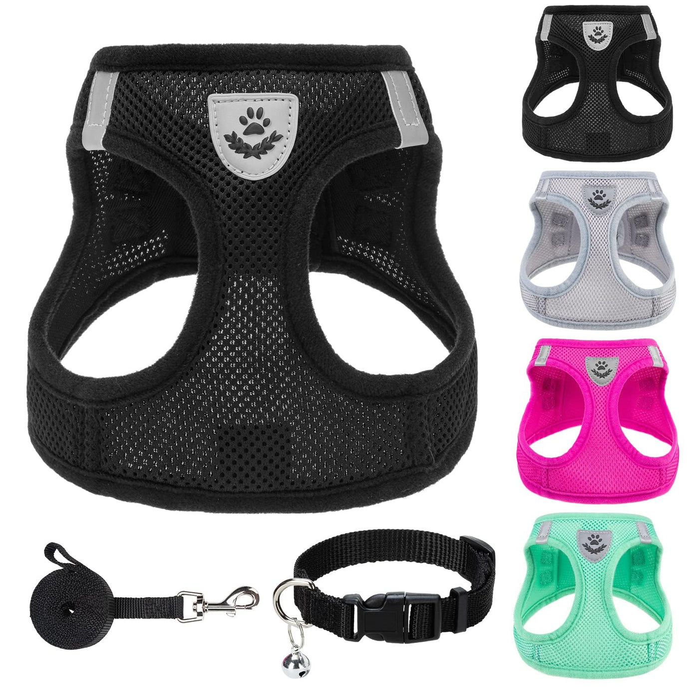 Adjustable No-Pull Dog & Cat Harness Leash Set