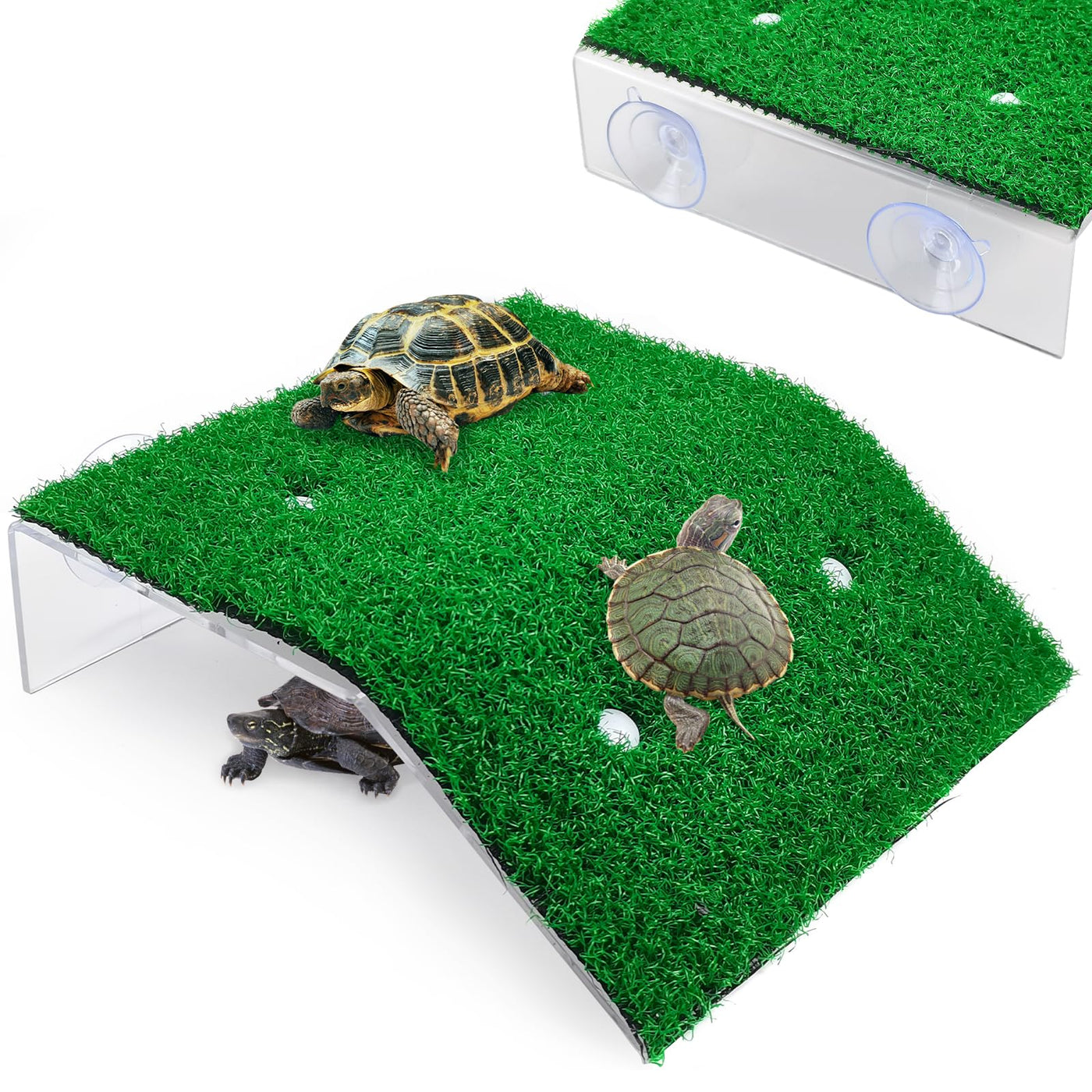 Turtle Basking Platform with Grass Aquarium Ramp