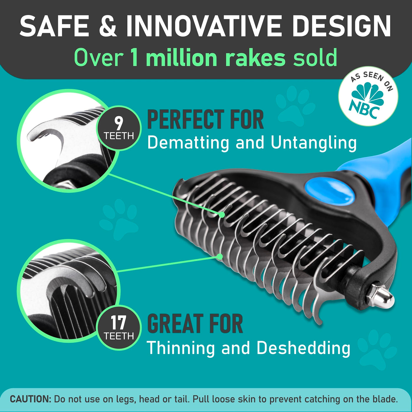 Double-Sided Dematting & Shedding Rake for Dogs & Cats