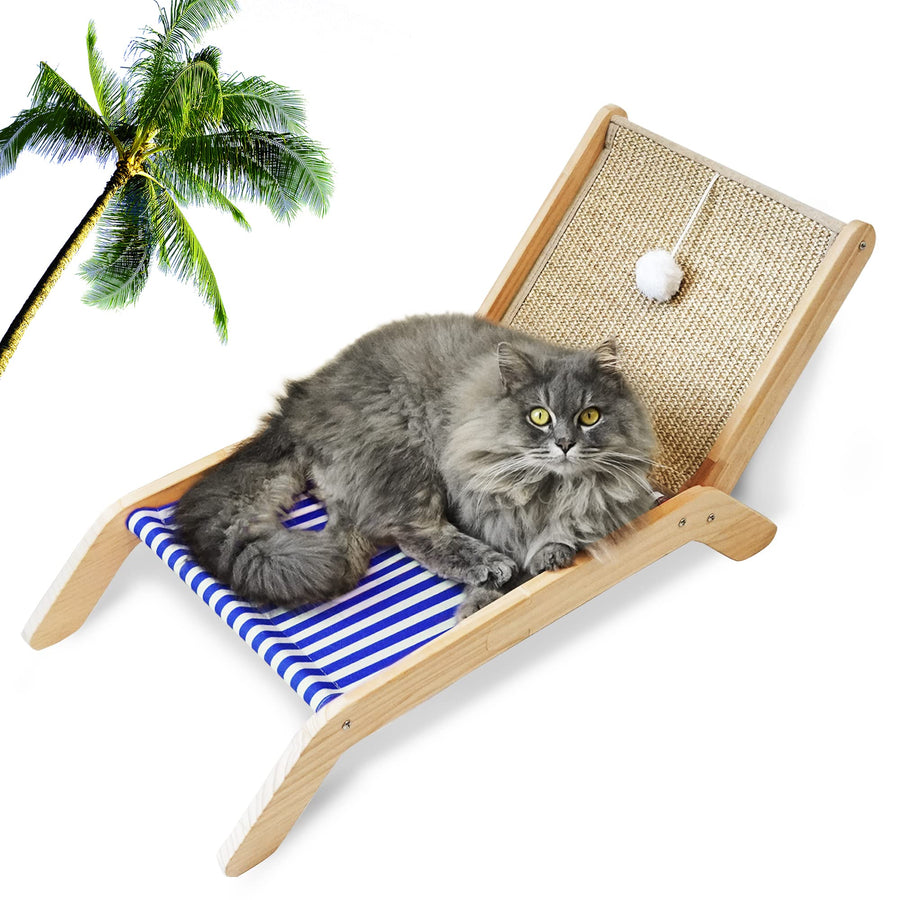 Beach Chair Cat Hammock with Sisal Scratcher & Toy Ball