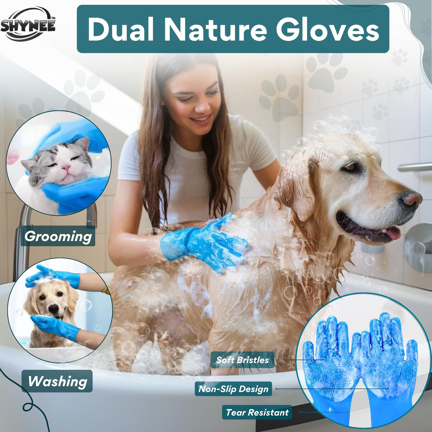 8-Piece Dog & Cat Bath Grooming Kit with Paw Cleaner