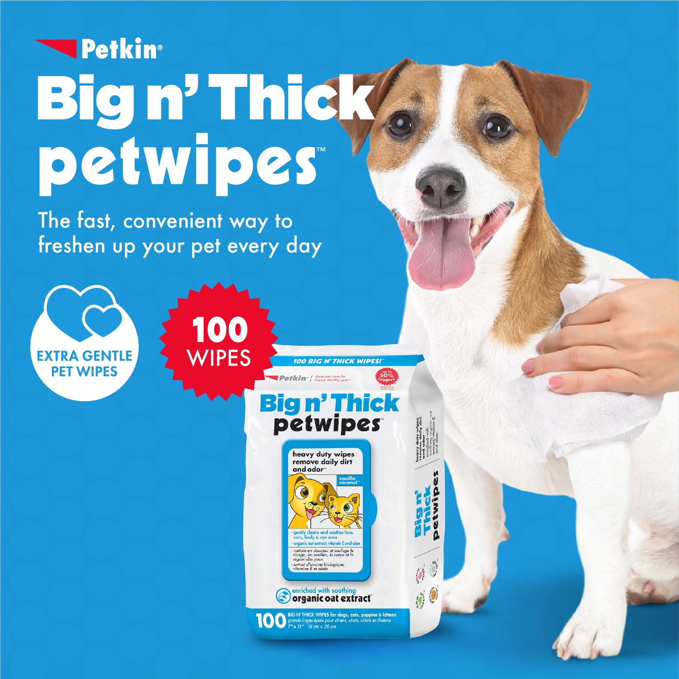 Big N’ Thick Pet Wipes for Dogs & Cats, 100 Count