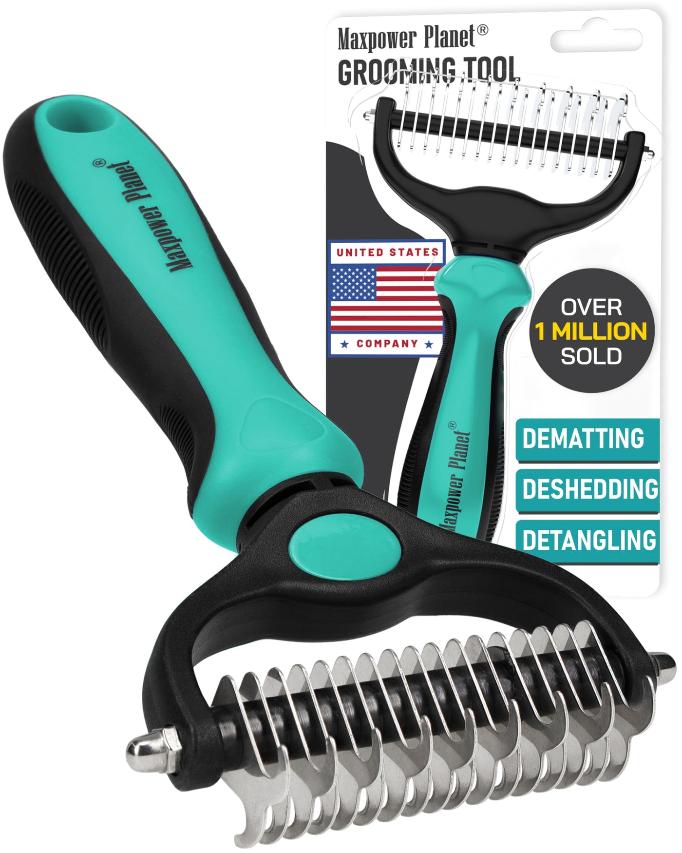 Double-Sided Dematting & Shedding Rake for Dogs & Cats