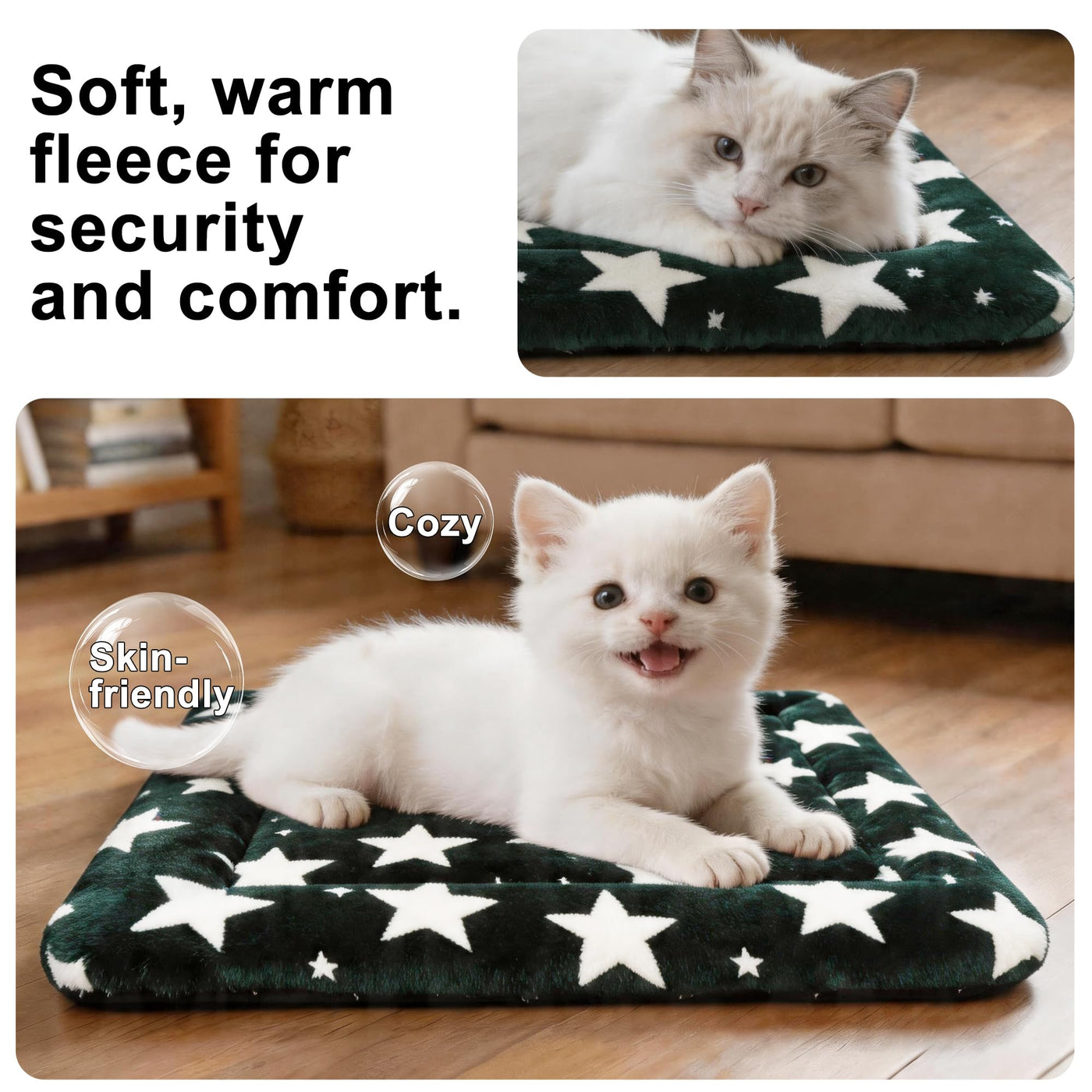 Washable Reversible Dog Crate Bed with Non-Slip Pad