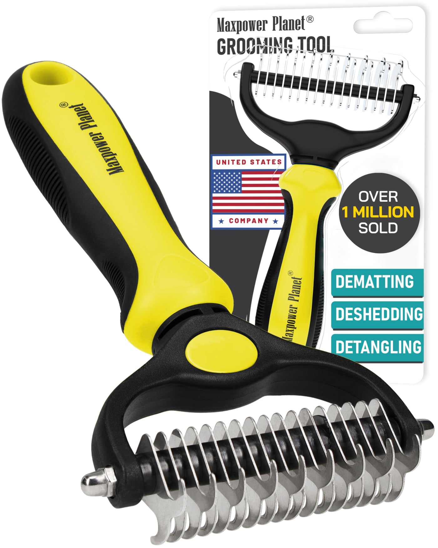 Double-Sided Dematting & Shedding Rake for Dogs & Cats