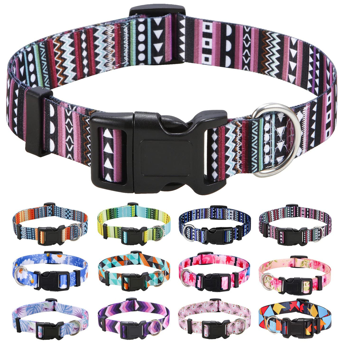 Bohemian Floral Adjustable Dog Collar for All Sizes