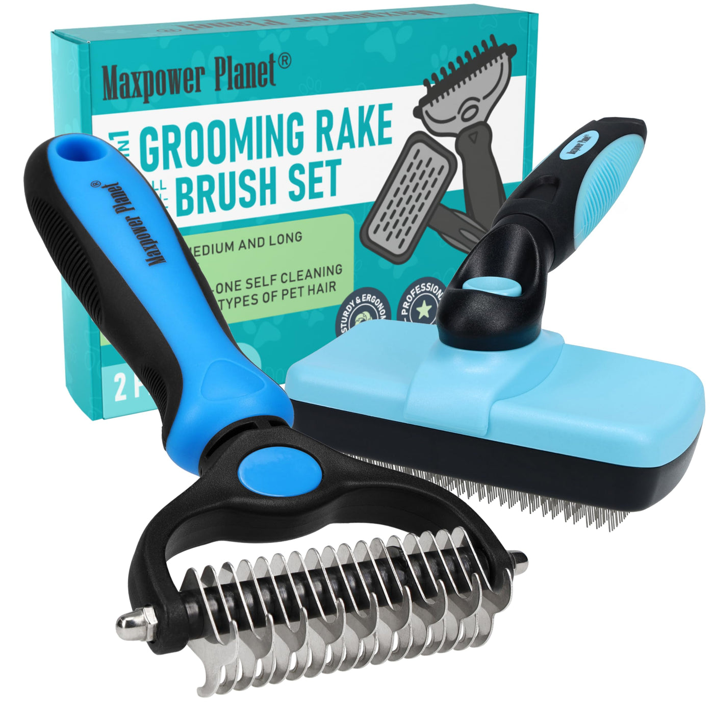 Double-Sided Dematting & Shedding Rake for Dogs & Cats