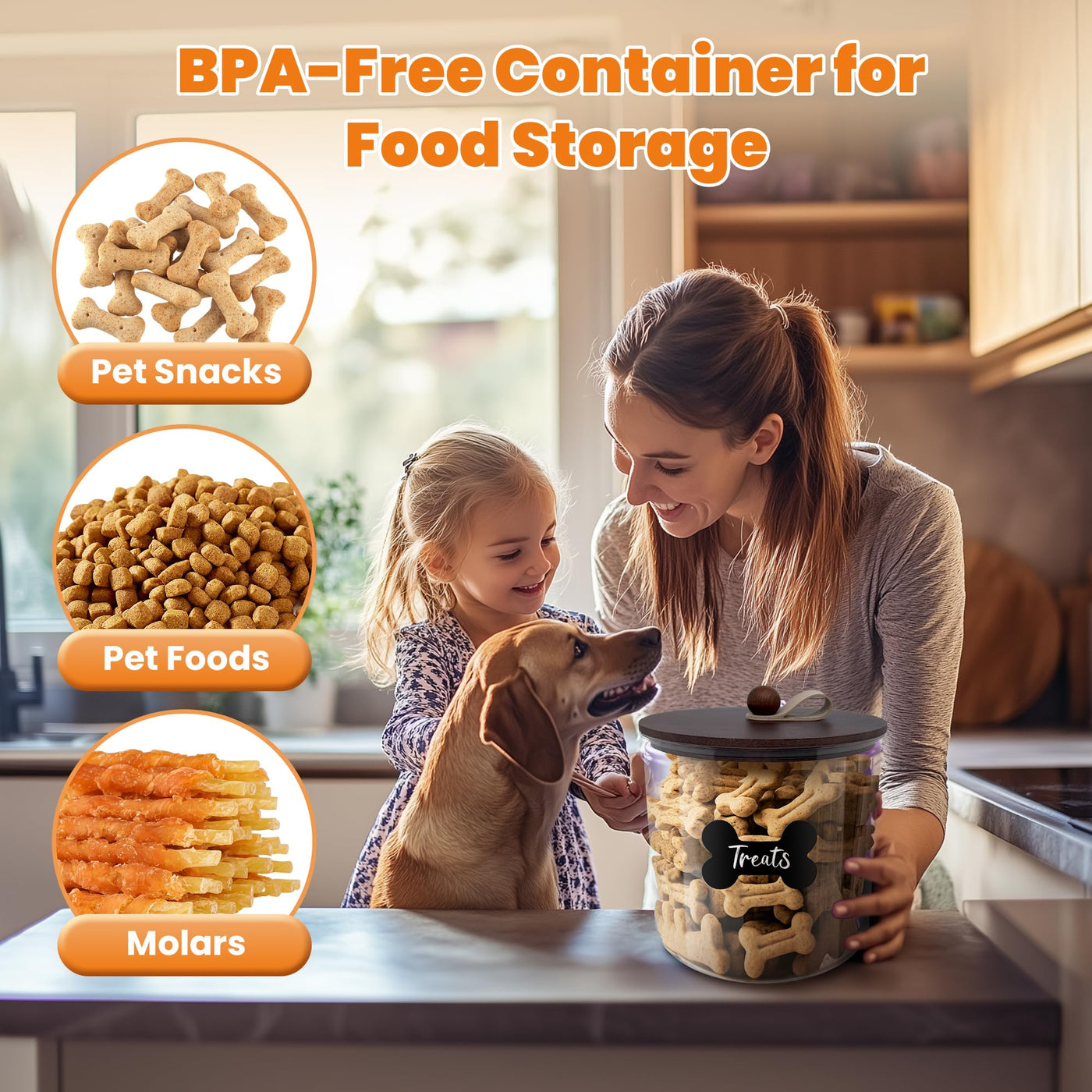 Airtight Dog Food Storage Container with Bamboo Lid