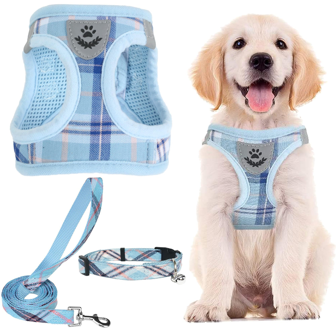 Adjustable No-Pull Dog & Cat Harness Leash Set