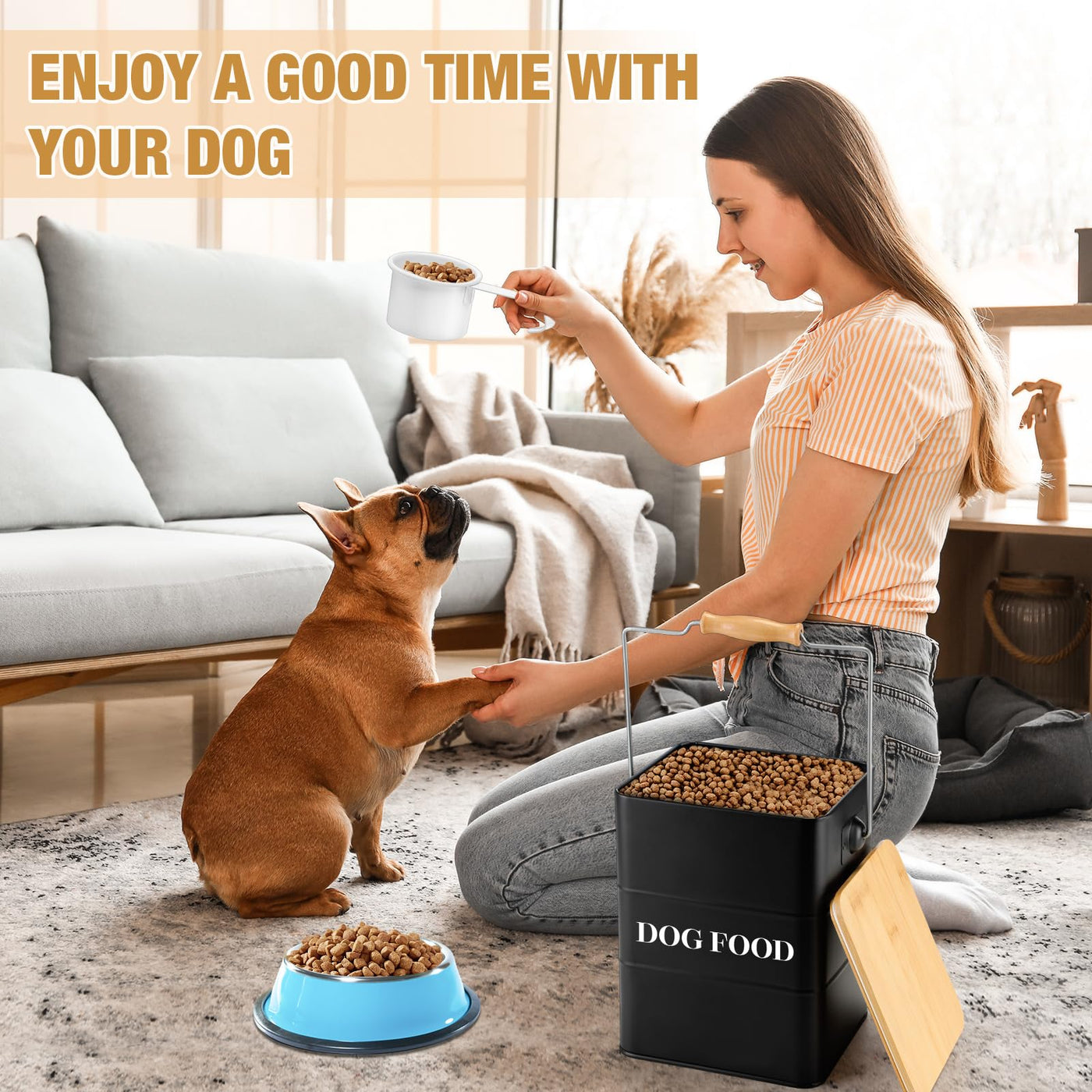 Airtight Metal Dog Food Storage Containers with Scoops