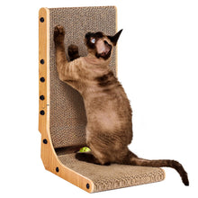 L-Shaped Cardboard Cat Scratcher Pad with Ball Toy