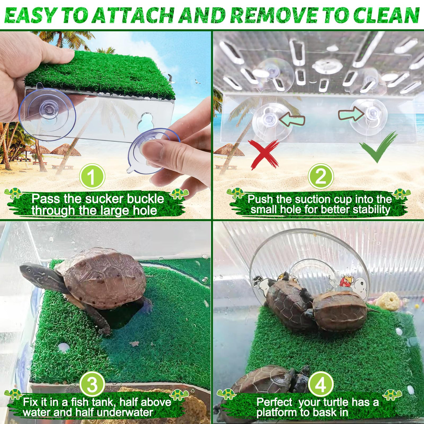 Turtle Basking Platform with Grass Aquarium Ramp