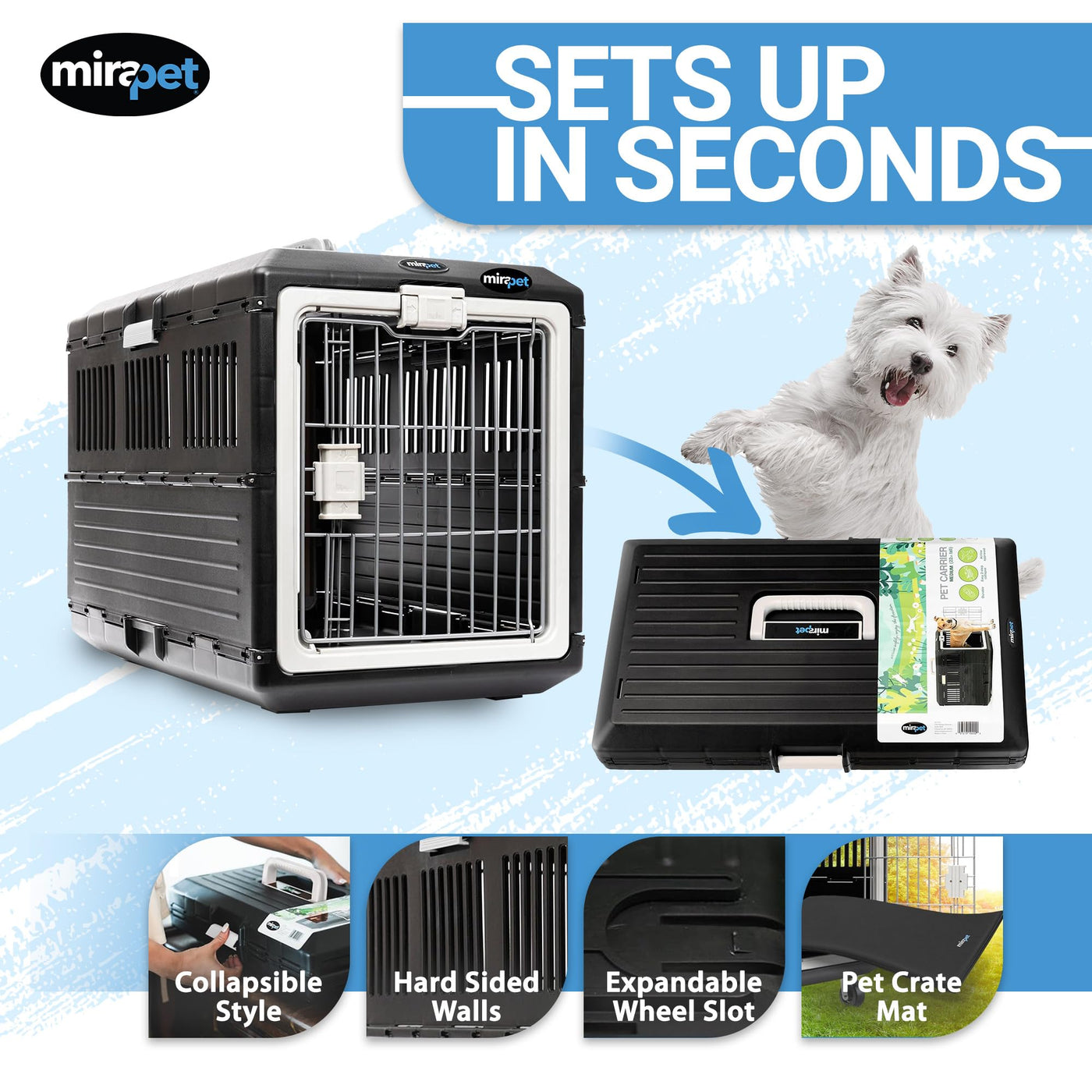 Collapsible Hard-Sided Pet Carrier & Travel Crate