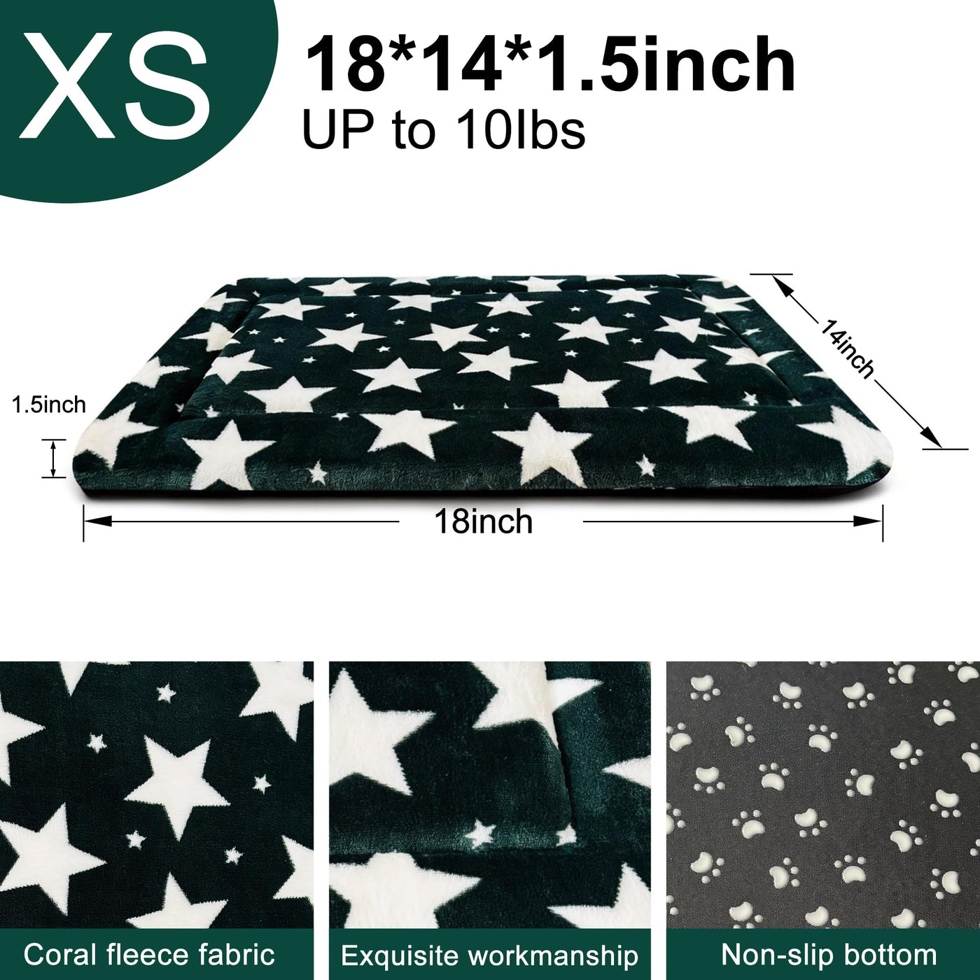 Washable Reversible Dog Crate Bed with Non-Slip Pad